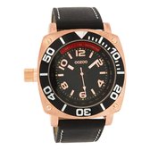 OOZOO Timepieces - Rosé goudkleurige horloge met zwarte leren band - C2282