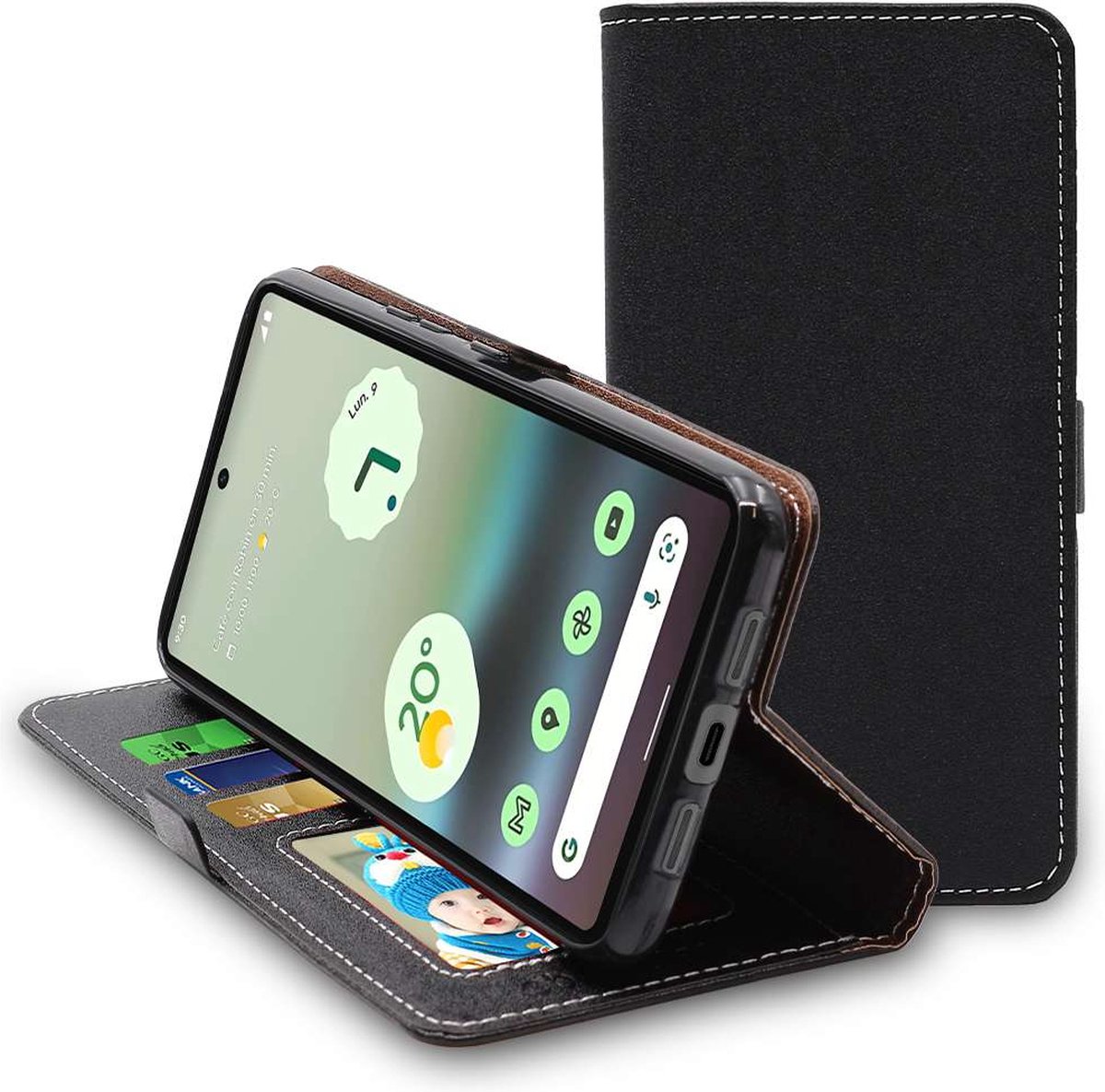 ebestStar - Hoes geschikt voor Google Pixel 6A, Wallet Etui, Book case hoesje, Zwart