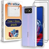 ebestStar - Hoes voor Asus Zenfone 7, 7 Pro, 8 Flip, Back Cover, Beschermhoes anti-luchtbellen hoesje, Transparant + Gehard Glas x2
