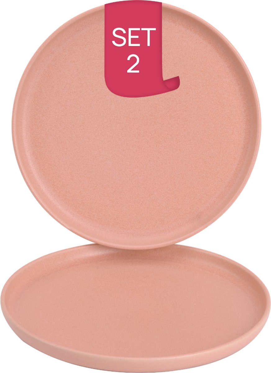 James Cooke - Bliss - Bord - 2 stuks - ø 28 cm - Roze - Stoneware - Bordenset