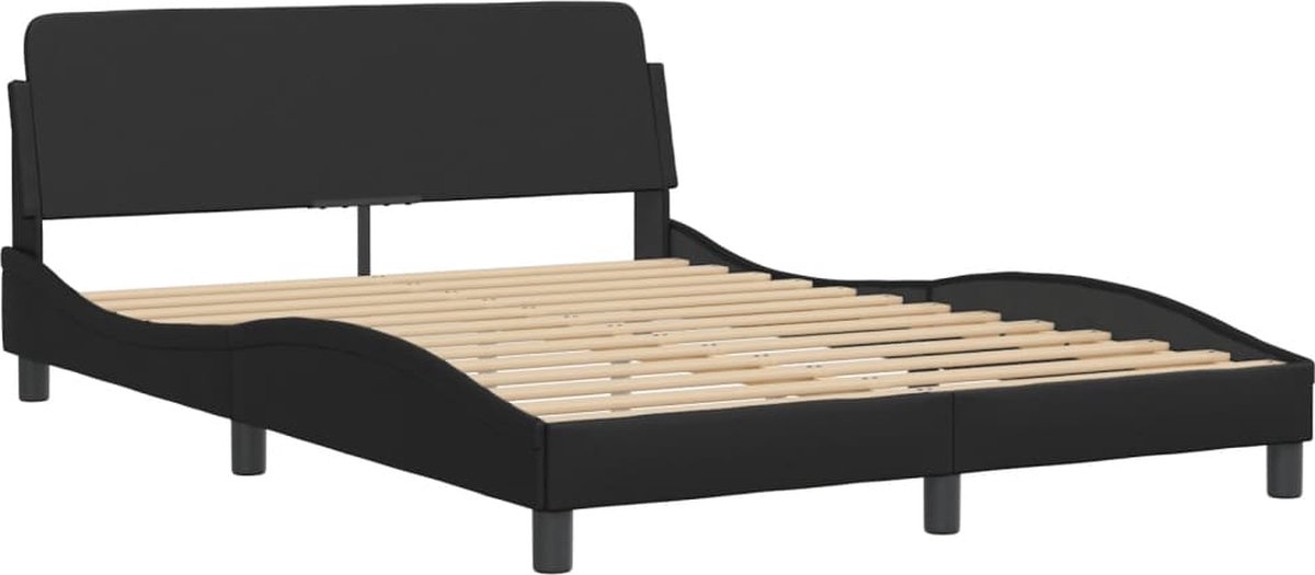 vidaXL - Bed - "Viana" - met - matras - kunstleer - zwart - 140x190 - cm