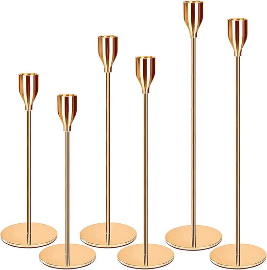 Sziqiqi Gouden Kandelaar Houder Voor Bruiloft Tafel Middenstuk - Kandelaars 3-Rms Minimalistische Taper Kaarsenhouders Voor Feest Evenement Decor Eettafels Kandelaars Decoraties