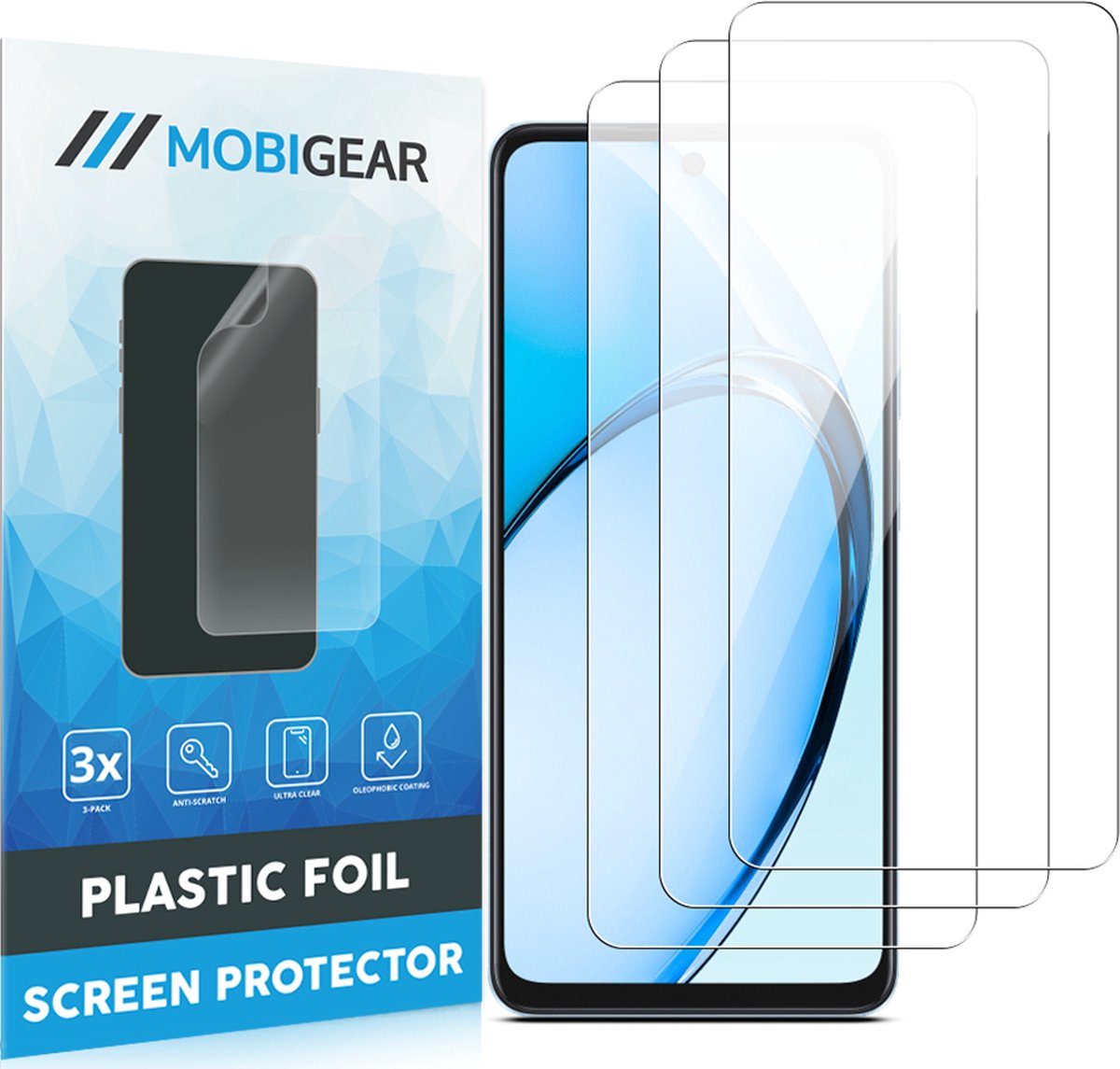 Mobigear Screenprotector geschikt voor OPPO A60 | Mobigear Screenprotector Folie - Case Friendly (3-Pack)
