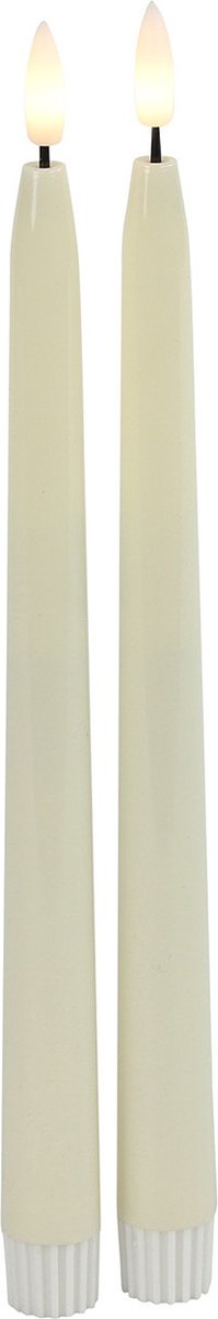 Countryfield LED dinerkaarsen - 2x st - creme wit - 28 cm - met afstandsbediening