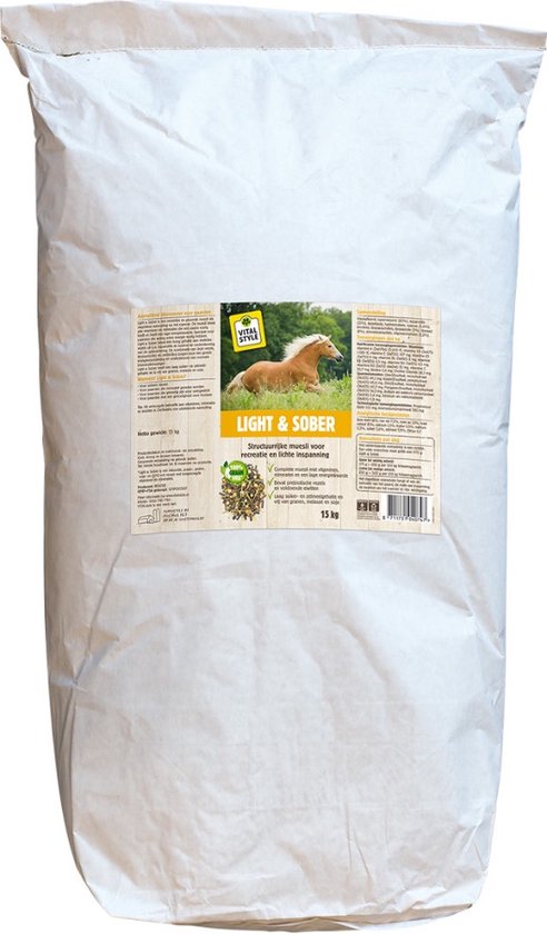 VITALstyle Muesli Light & Sober - Structuurrijke Muesli Voor Recreatie, Lichte Inspanning En Sobere Rassen - Met o.a. Luzernekorrel & Lijnzaad - 15 kg