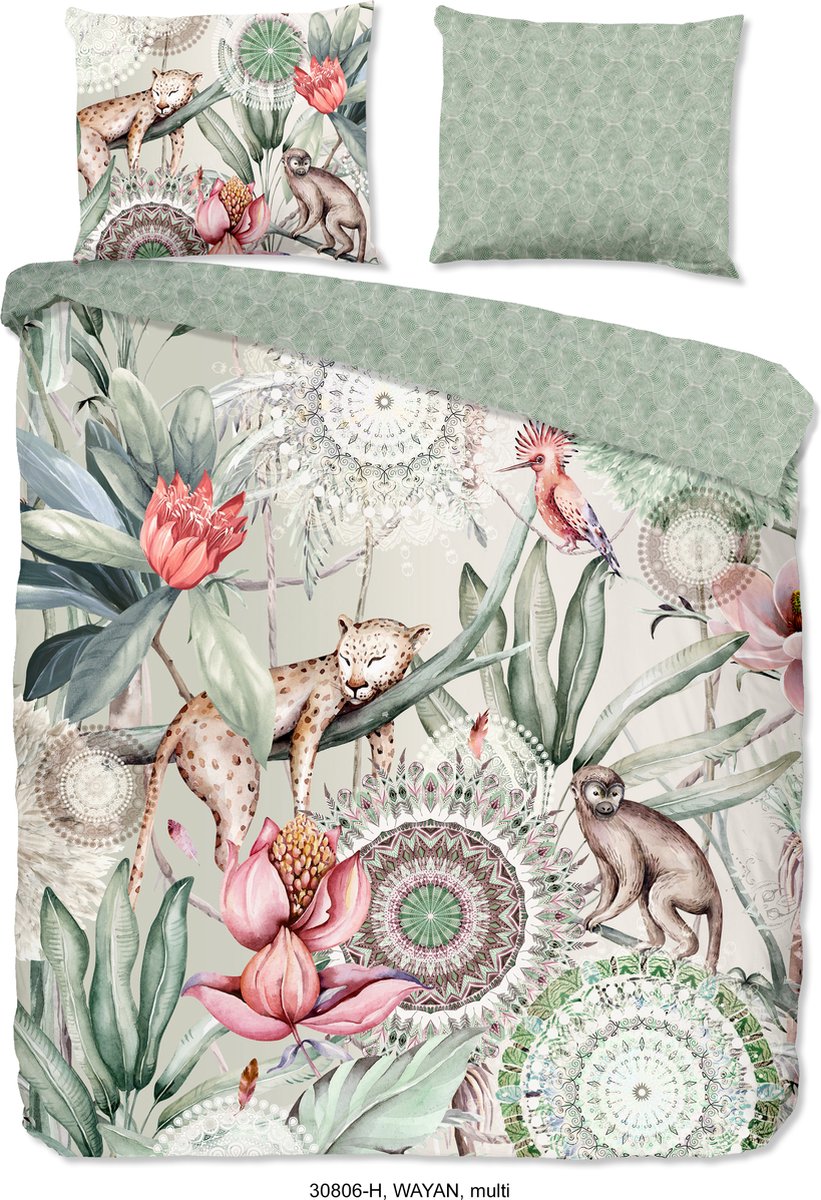 HIP dekbedovertrek tropische print en mandalas - 2 persoons 200x200/220 cm - Multi - 100% Katoen satijn