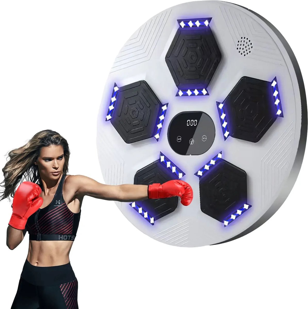 Instinct® Slimme Muziek Boksmachine - LED Verlichting - Bokssport en Behendigheidstraining - bluetooth - zwart