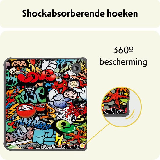 Hoesje Geschikt voor Kobo Libra Colour Hoes Bescherm Hoesje Case Sleep Cover - Hoes Geschikt voor Kobo Libra Colour Hoesje - Graffity van Hoesje  — afbeelding 4