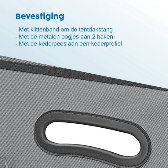 ProPlus 14-Vaks Organizer - Wandorganizer - 40 x 78 x 26 cm - Muurorganizer - Tentorganizer - Caravanorganizer - Ruimtebesparend - Diverse Opslag - Tent Schort - Met Rits & Keder - Bevestiging met Klittenband - Veelzijdige Opslagmogelijkheden van ProPlus — afbeelding 4
