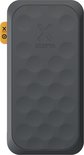 Zwarte powerbank met Xtorm logo en een reliëf honingraatpatroon.
