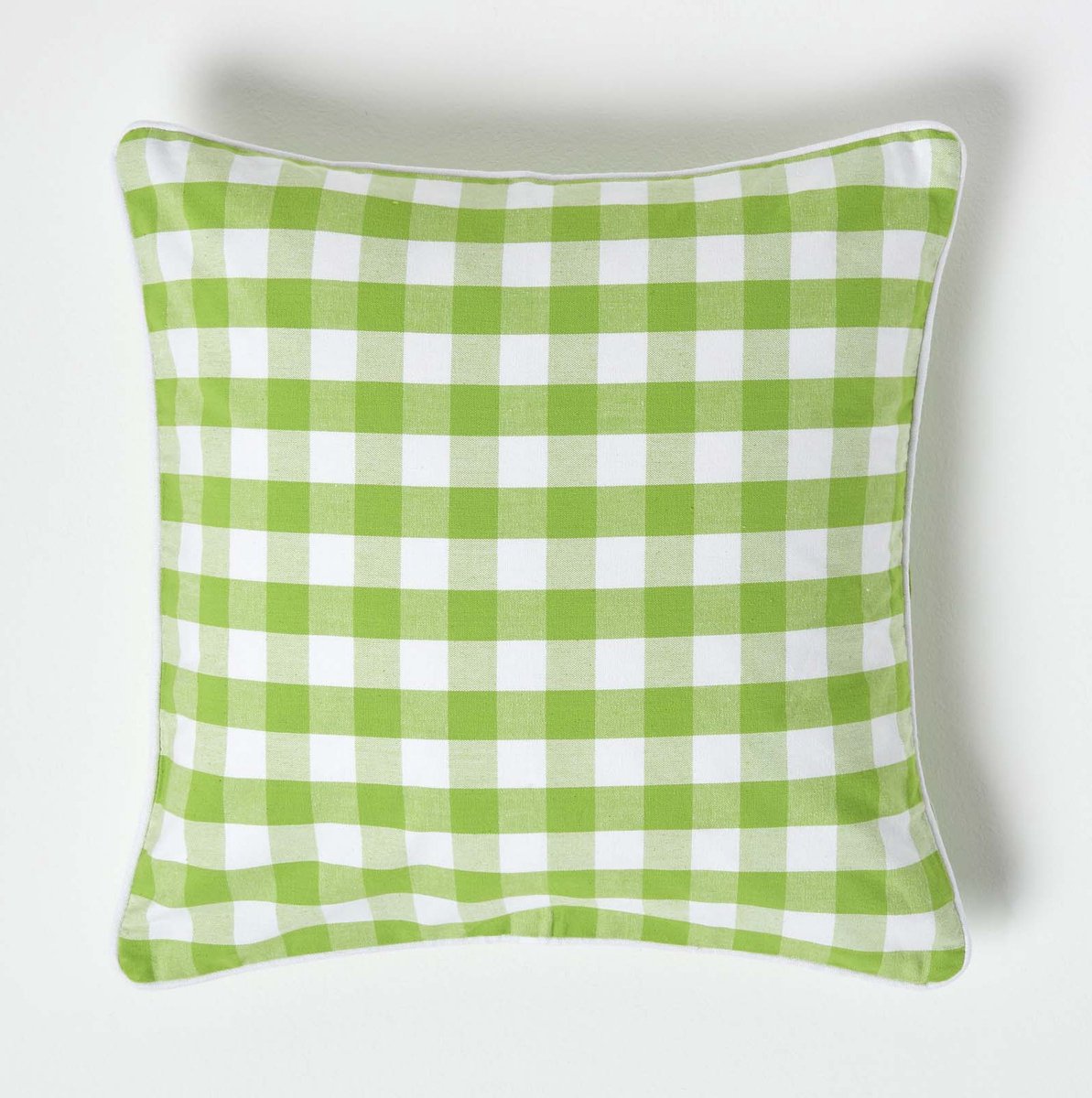 Homescapes groen geruit kussenhoes 45 x 45 cm gemaakt van 100% katoen
