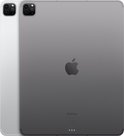 Zilverkleurige en donkergrijze iPad Pro modellen, achterkant met Apple logo.