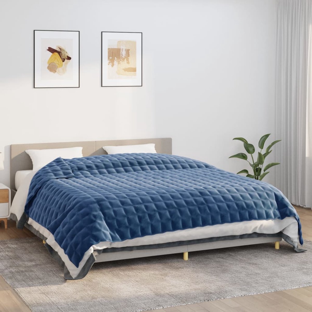 vidaXL Verzwaringsdeken - Slaapdeken - Verzwaringsdeken 235x290 cm 15 kg stof blauw - Comfortabele Deken - Zwaar Dekbed - Antistress Deken