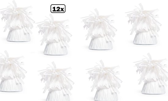 12x Ballon gewicht wit - Tafeldecoratie thema feest ballon party festival