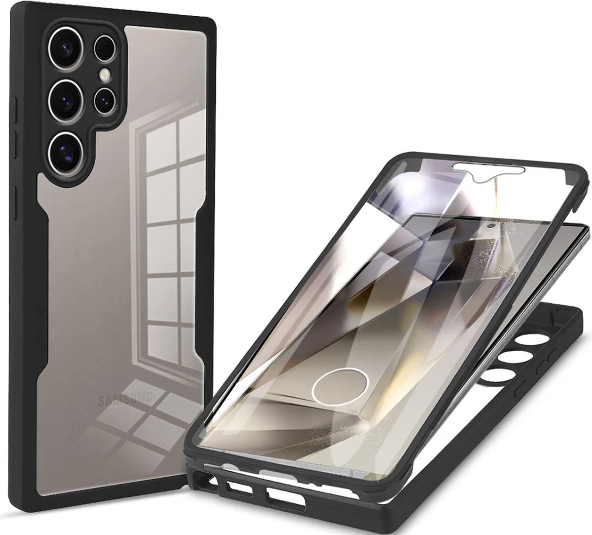 Techsuit ColorVerse 360 hoesje met Screenprotector voor Samsung Galaxy S24 Ultra - Zwart