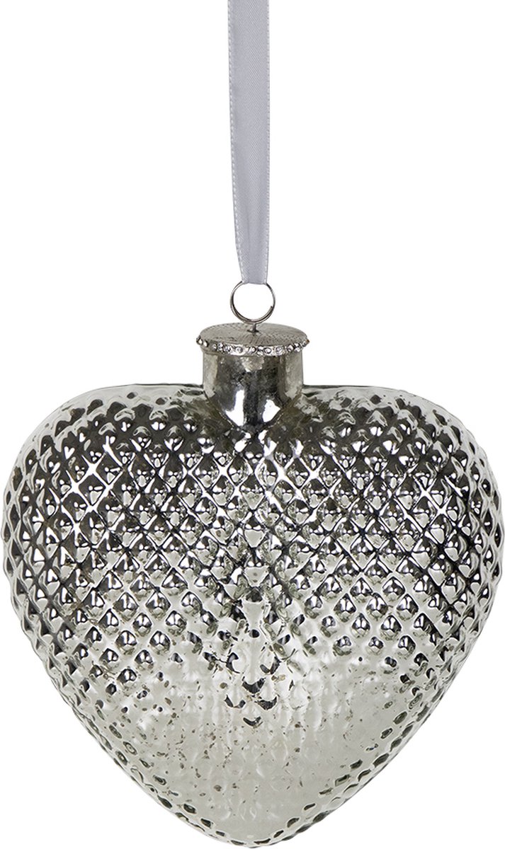 decoratie hart zilver 17cm