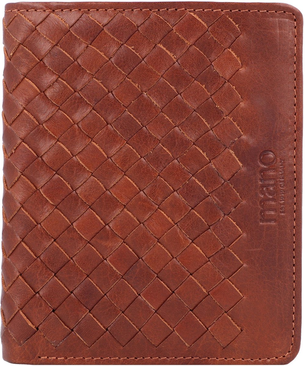 mano Leren Portemonnee Don Luca Coin Wallet with Flap Cognac Bruine
