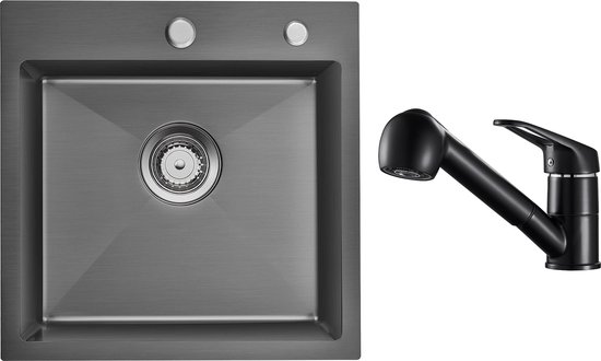 Auralum Sink stainless steel angular, sink
