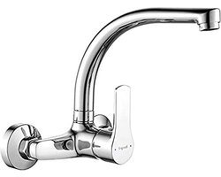 Ibergrif M16357 Wandmontage Keukenkraan - 360 Graden Draaibaar - Chroom Zilver - Keukenspoelbak