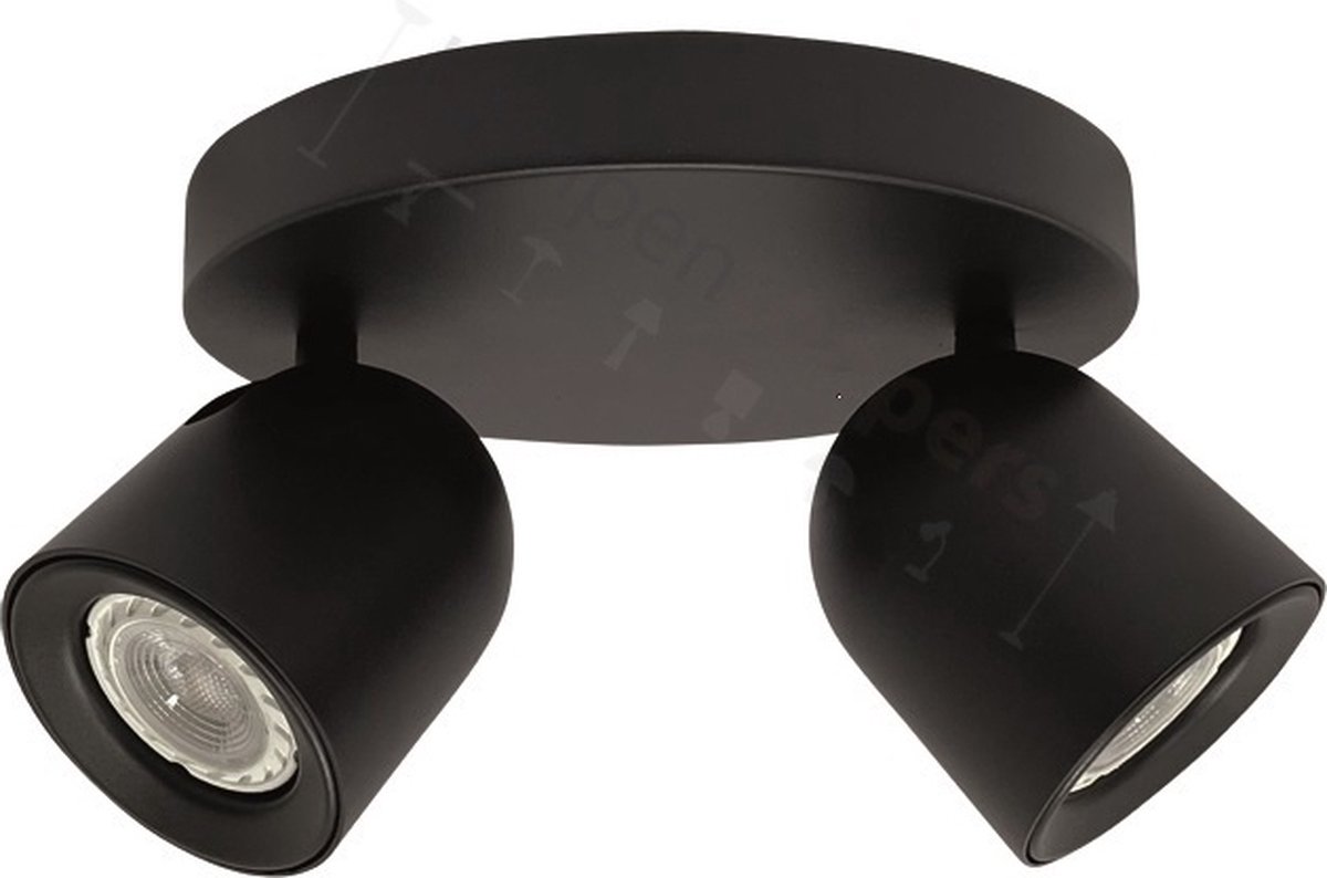 Solare Opbouwspot 2-lichts rond zwart - Modern - Freelight