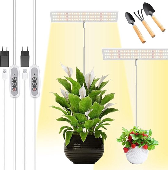 Foto: Volledig spectrum led plantenlamp 2 stuks 240 leds met timer en 4 lichtmodi groeilamp voor planten met uv infrarood kweeklamp voor binnen met 4 8 12 uur timer groeilamp