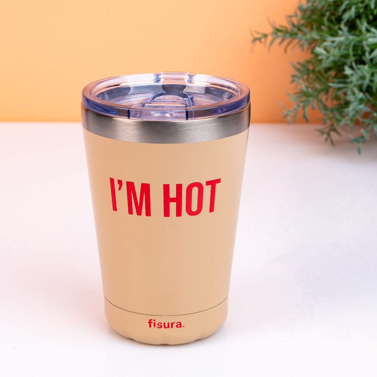 Koffiemok thermosbeker Im hot beige van Fisura