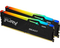 Kingston Fury Beast RGB KF560C36BBE2AK2-32 - RAM-geheugen - 32GB - 6000MT/s - DDR5 - DIMM - 2 x 16 GB Kingston Fury Beast RGB KF560C36BBE2AK2-32 - RAM-geheugen - 32GB - 6000MT/s - DDR5 - DIMM - 2 x 16 GB