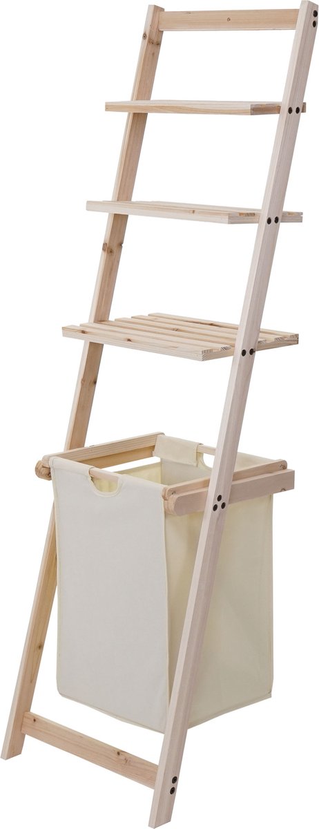 Goedkoopste Ladderplank MCW-B59, plank Wasmand Wasmand Houten plank Badkamerplank Opstapplank, den 152x41x35cm 39l
