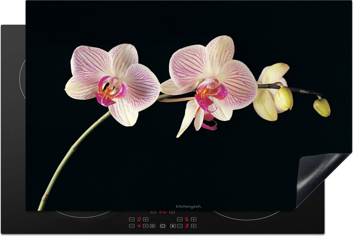 KitchenYeah® Inductie beschermer 83x52 cm - Orchidee - Roze - Bloemen - Afdekplaat voor kookplaat - Inductieplaat mat - Beschermingsmat - Beschermplaat - Keuken bescherm decoratie - Afdek kookplaten