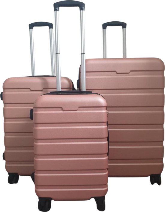 3-delige harde kofferset ABS - Champagne Roze