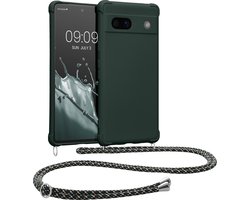 kwmobile telefoonhoesjegeschikt voor Google Pixel 7a - Hoesje van siliconen met telefoonkoord - In mosgroen