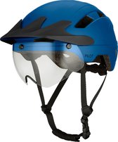 GOOFF® PILOT Casque Speed ​​pedelec 4 en 1 avec visière amovible et casquette de pluie - visière transparente - casque de cyclomoteur léger - casque speed pedelec certifié NTA - taille M bleu - pour femme et homme