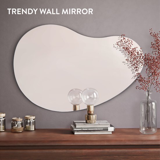 Spiegel Troas - organische vorm - asymmetrisch - wandspiegel - 110cm - Zwart - Indore Home