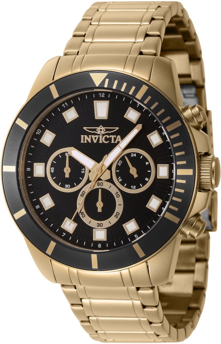 Invicta Pro Diver 46042 Heren Horloge - Waterdicht - Analoog - Quartz Uurwerk - Roestvrij Staal met zwarte Wijzerplaat - 45mm