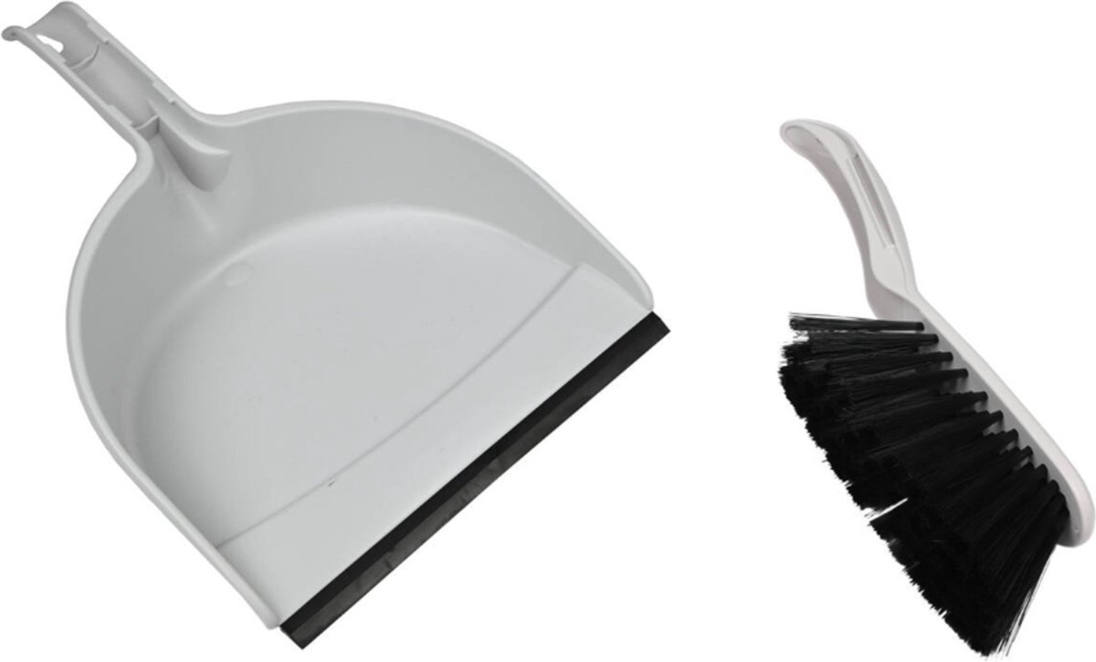 Goedkoopste Benson Stoffer en blik - kunststof - 33 x 22 cm - grijs - rubber rand