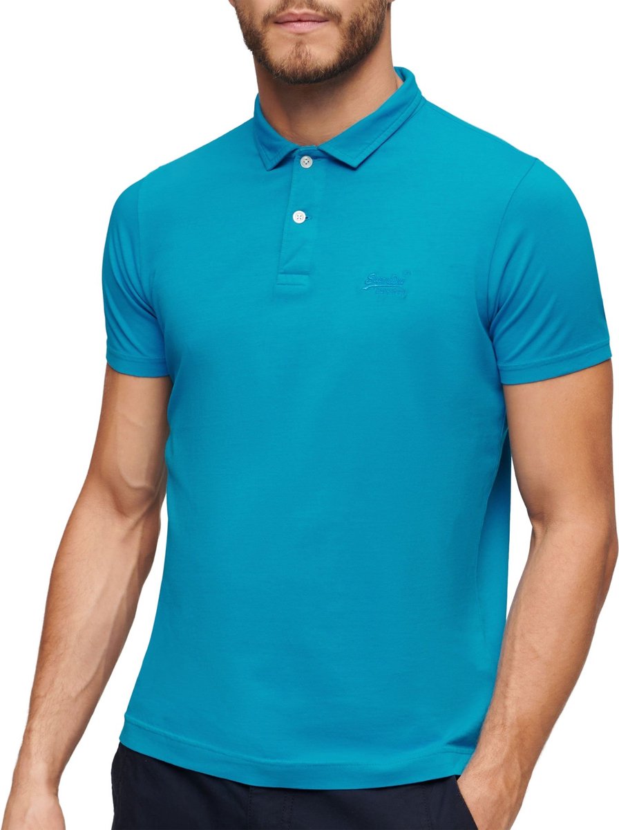 Superdry Essential Logo Neon Polo Heren Blauw