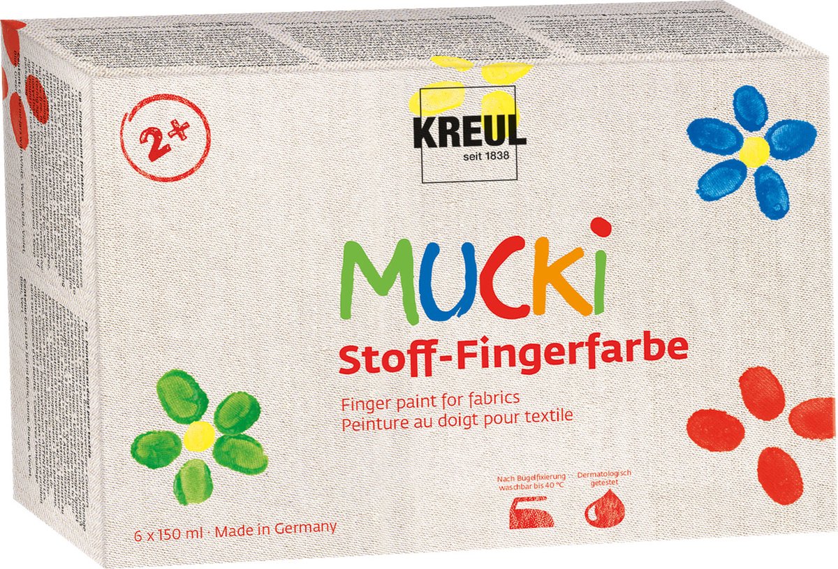 KREUL 28420 vingerverf Blauw, Groen, Rood, Violet, Wit, Geel