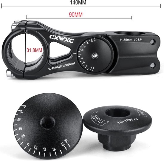 CXWXC Stuurpen voor fietsstuur, verstelbare aluminiumlegering stuurverhoging voor MTB, racefietsen, BMX, 31,8 mm x 90/110/145 mm, comfort en controle voor lange uren in het zadel (31.8 x 130mm