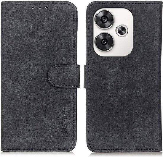KHAZNEH Coque adaptée pour Xiaomi Poco F6 | Portefeuille rétro | Étui portefeuille | Standard | Porte-cartes | Noir