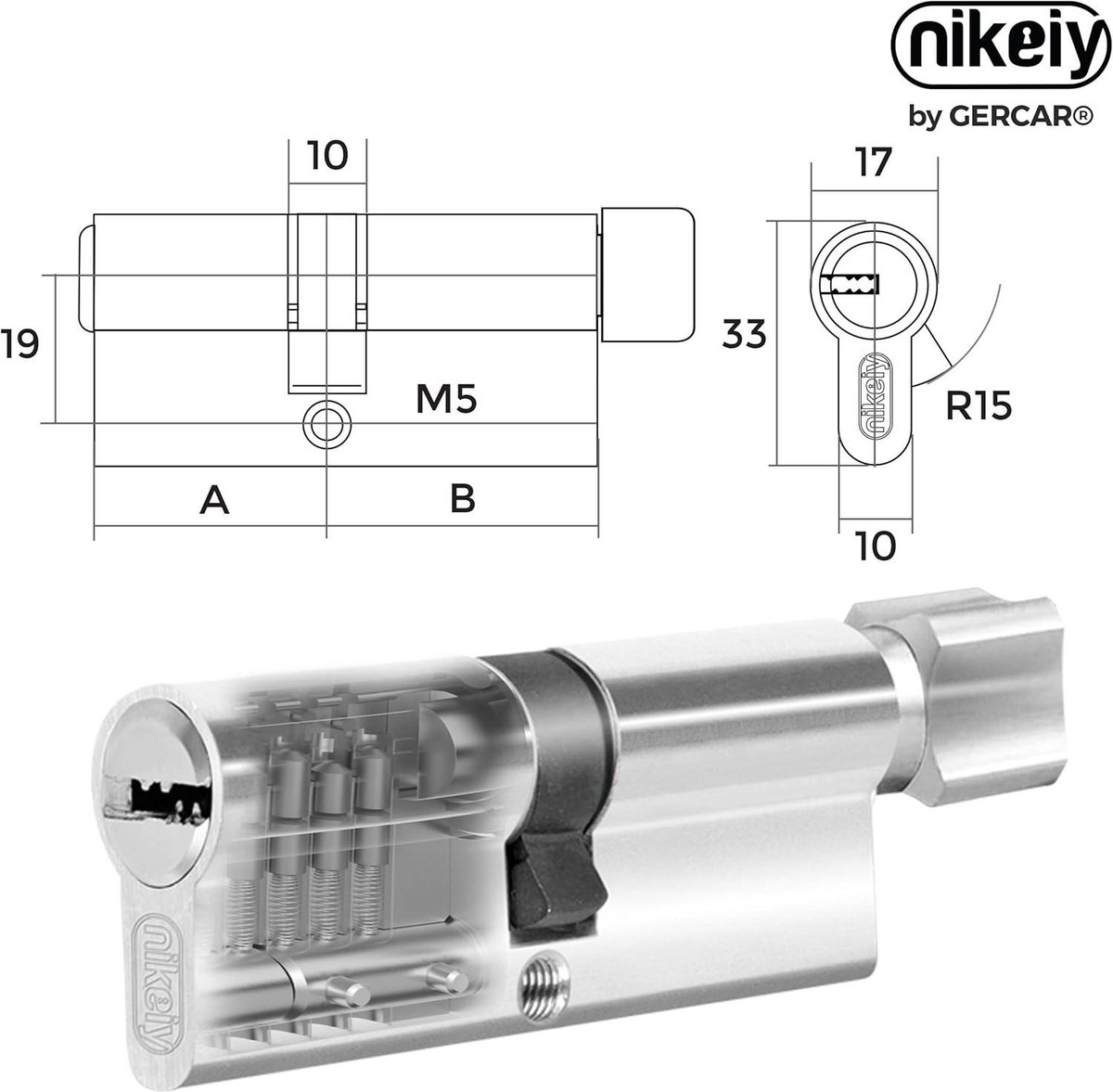 Zwarte knopcilinder ISEO F6 EXTRA S SKG*** 40 mm 30/10 . - www