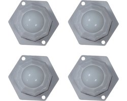Zwenkwielen set van 4 - Zeshoek - Plastic - Zelfklevende meubelwielen voor onder meubels en opbergdozen - Wit