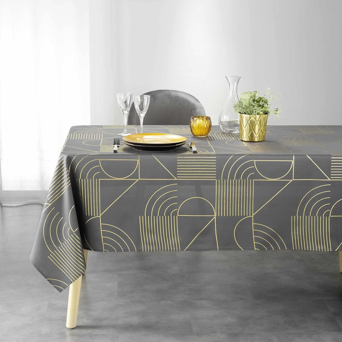 Rechthoekig tafelkleed met metallic print LINEOR, 150 x 240 cm