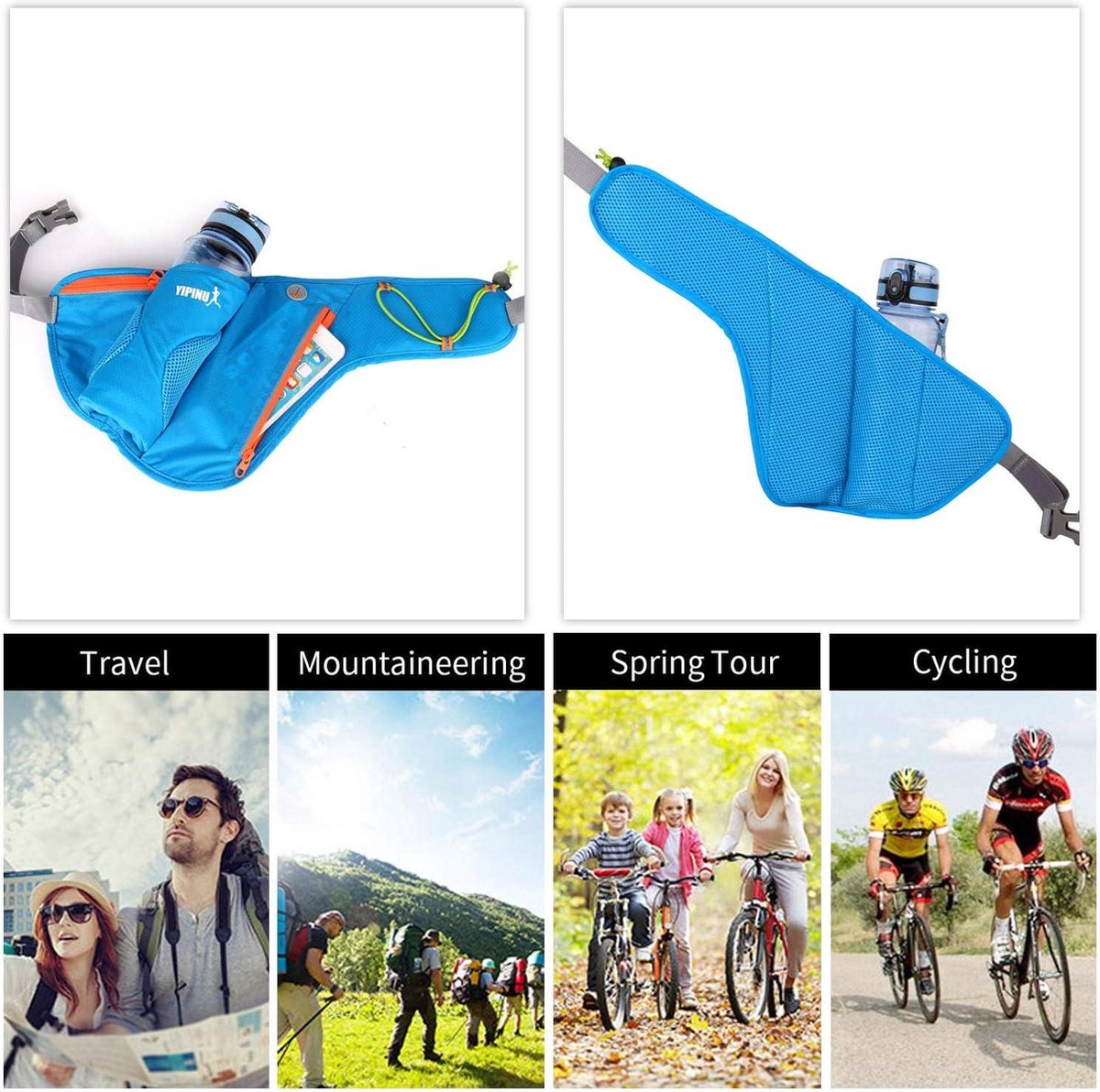 Sac Banane pour Course/Voyage/Randonnée Sacoche, Fanny Waist Pack fermeture à glissière Voyage réglable Ceinture de course Casual Randonnée à vélo Sport Bum Sac à bandoulière Sling Pouch Homme Femme M