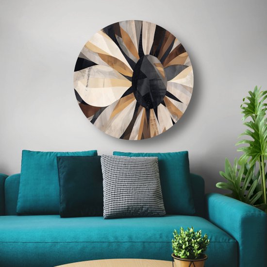 Décoration murale art abstrait rond - Cercle mural Art Deco - Echelle murale Salon - Décoration murale classique - Panneau mural - Accessoires salon cercle mural forex 50x50 cm