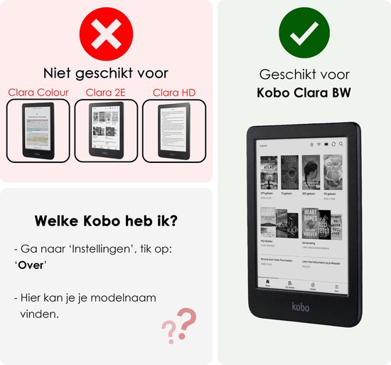 Hoes Geschikt voor Kobo Clara BW Hoesje Bookcase Cover Book Case Hoes Sleepcover Trifold Met Screenprotector - Zwart van Merkado Basics — afbeelding 2