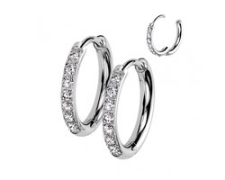 Oorbellen titanium steentjes ring 0.8x10 - zilver - LMPiercings