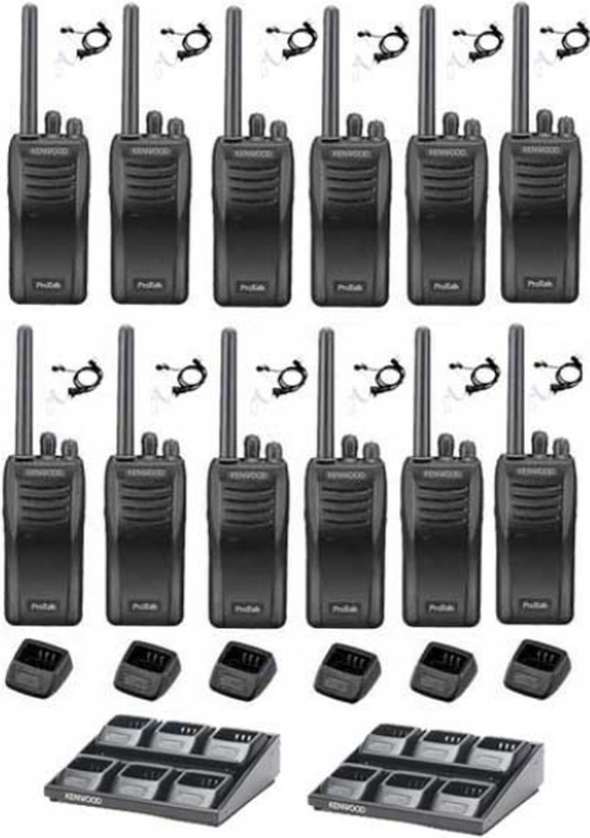 Set van 12 stuks Kenwood TK-3501 PMR446 met beveiliging oortje en 2 multiladers