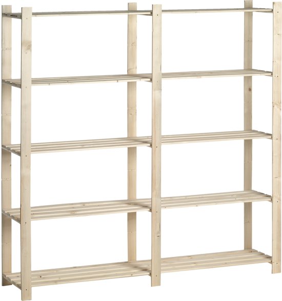 Houten Opbergrek Dubbel 30 Kg - Galico - Stellingkast Berging - Bruin ...