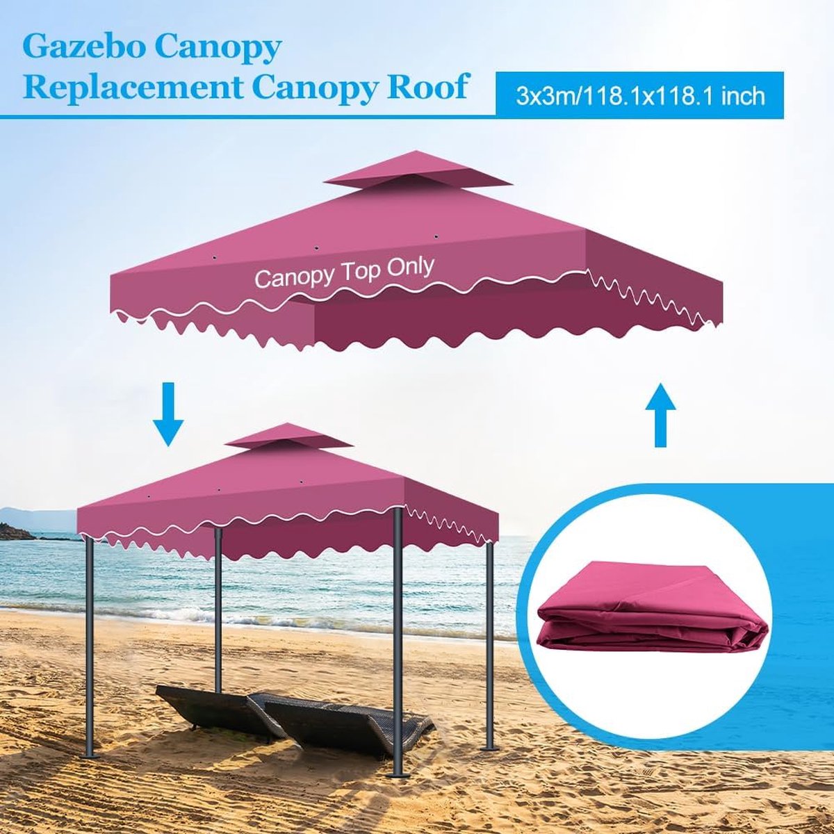 Pergola s LED svetlami 310 x 310 cm béžová PARGA
