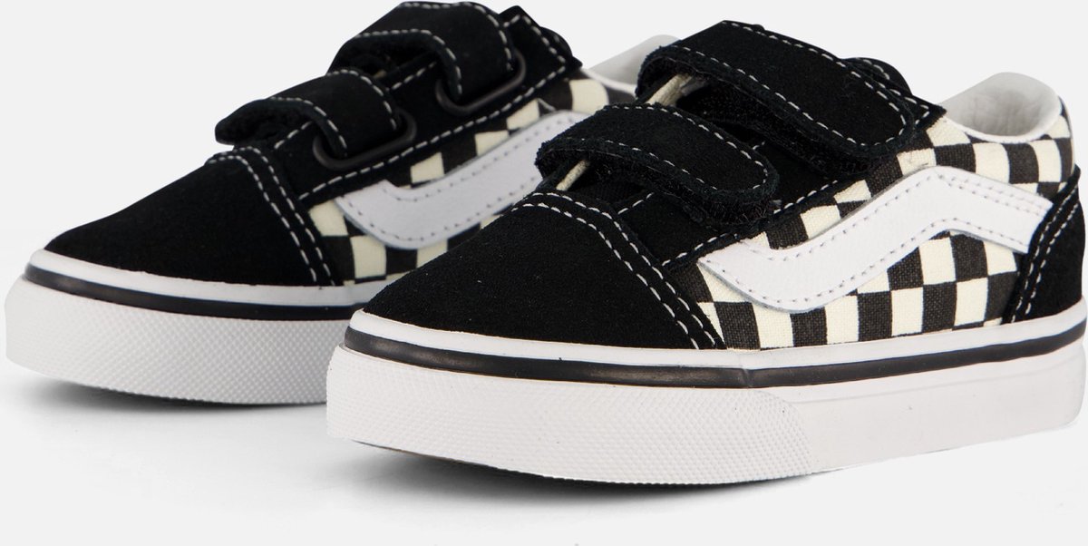 Vans Old Skool V Checkerboard Sneakers Leer Zwart